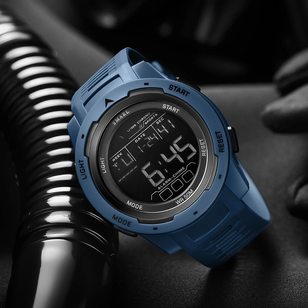 SMAEL-relojes digitales deportivos para hombre, pulsera con luz LED, resistente al agua hasta 50m, 8105