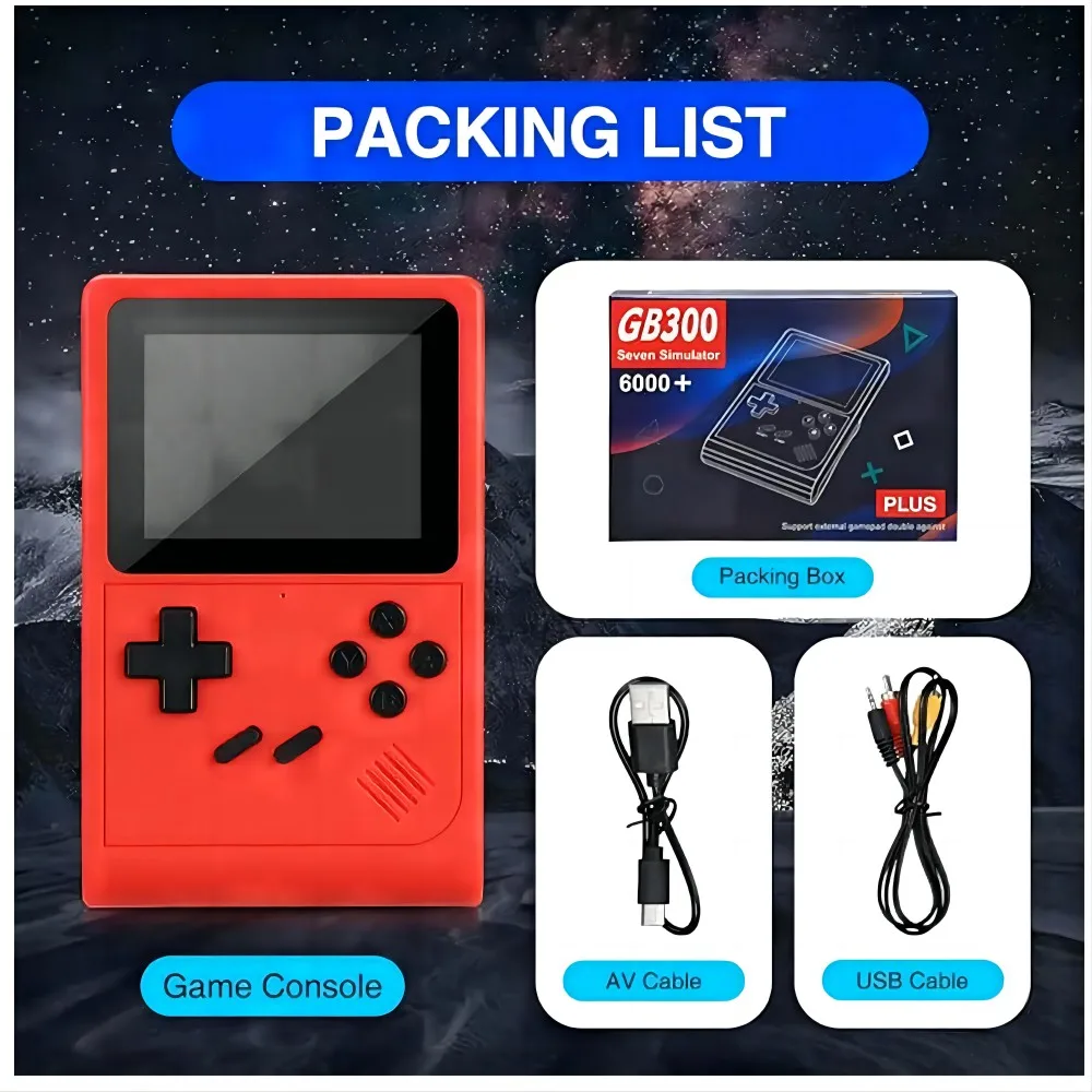 GB300 Draagbare Handheld Game Player 3.0 inch Scherm TV Video Game Console AV-uitgang Retro Game Console Ingebouwde 8G 6000+ Games