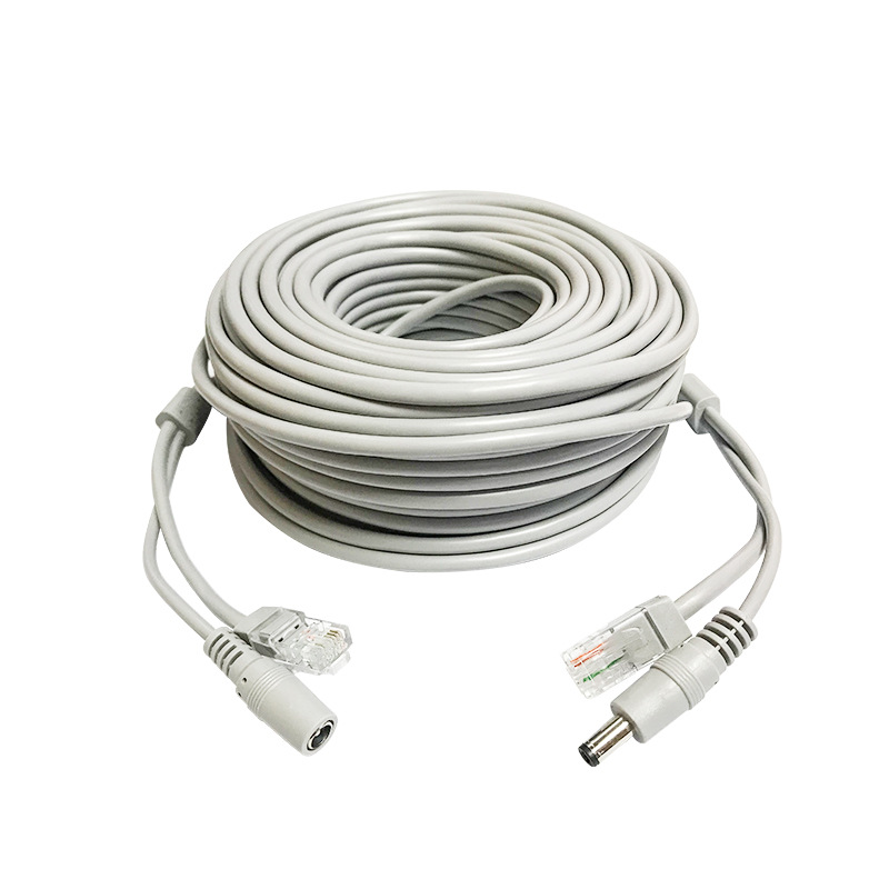PoE + DC Verlengkabel 5-50M Cat5e CCA voor IP Camera CCTV NVR Systeem Outdoor voeding Snoer Draad Plug