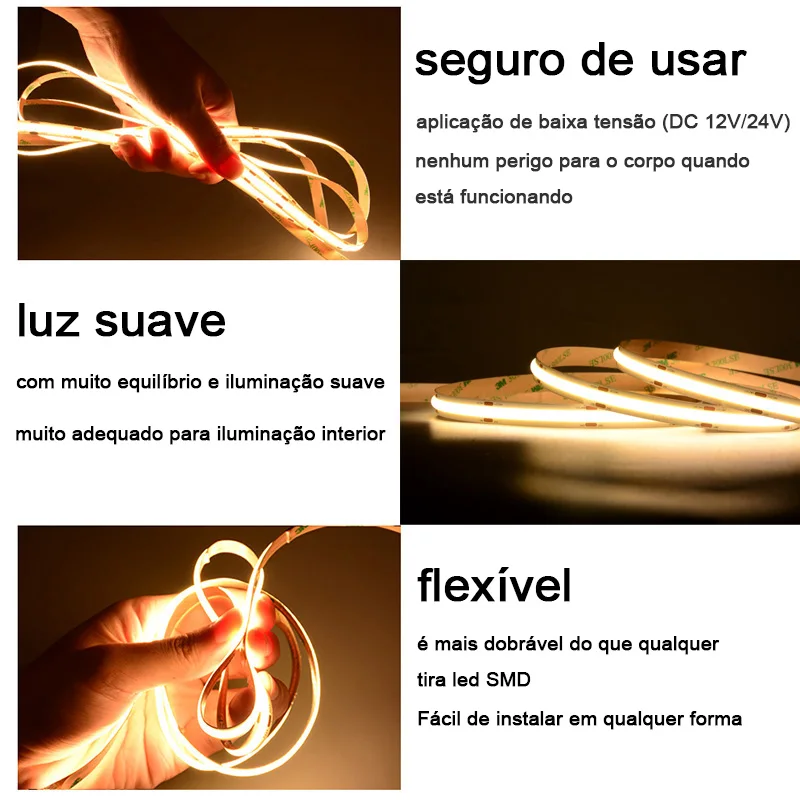 A espiga listada ul conduziu a luz de tira 320 480 leds/m 16.4ft fita flexível de alta densidade ra90 3000k 4000k 6500k regulável conduziu luzes dc12v 24v