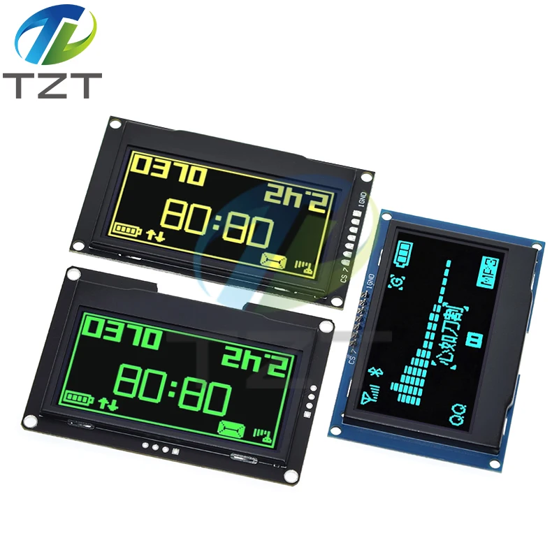 TZT 2,4 "2,42 pulgadas 128x64 módulo de pantalla LCD OLED SSD1309 12864 interfaz serie SPI/IIC I2C de 7 pines para Arduino UNO R3 C51