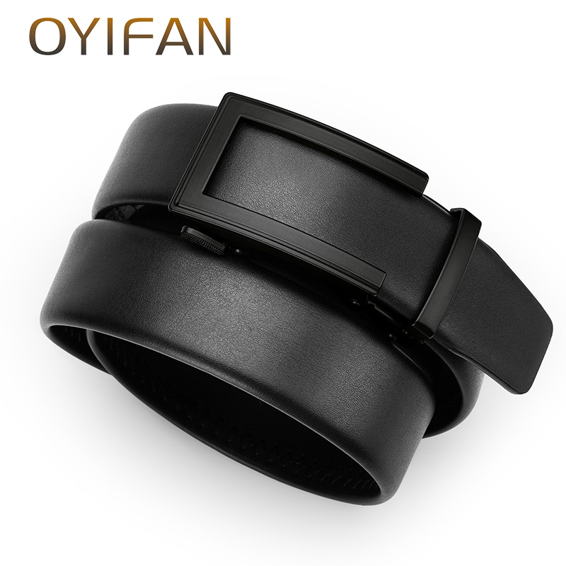 OYIFAN men's automatic belt casual versatile alloy buckle adjustable ratchet belt men genuine leather belt