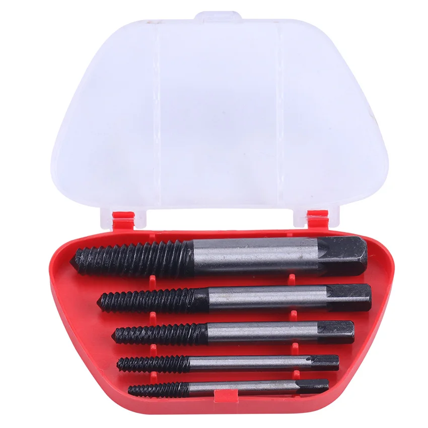 Aço quebrado parafuso broca conjunto, porca extrator, rolamento aço, guia parafuso removedor, tubulação de água do agregado familiar, fio remoção ferramenta de metal, 5 pcs