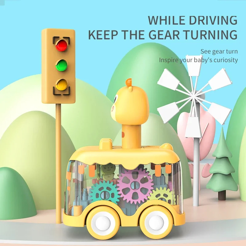 Press Gear Car Kinderspeelgoedauto Trek jongen Kinderen Traagheidsauto Puzzel Dieren Auto