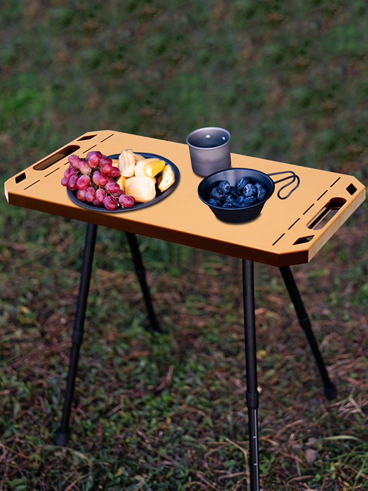 Mesa dobrável de acampamento, altura ajustável, mesa lateral de liga de alumínio para uso interno e externo, piquenique, churrasco, caminhadas