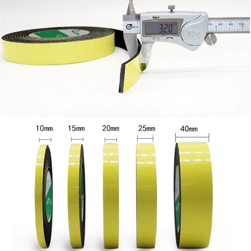 10M EVA black foam sponge rubber strip tape Strong adhesive Anti-collision Waterproof Window Door Seal Strip Weather Stripping