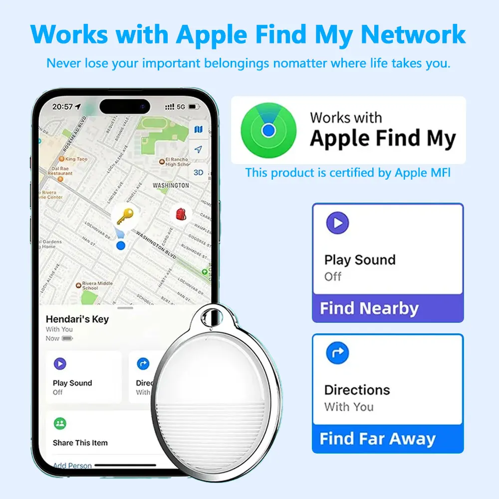 Mini GPS Tracker For Apple iOS System Find My APP air tag Child Finder Pet bike Bag Loss Tracker Smart Bluetooth airtag