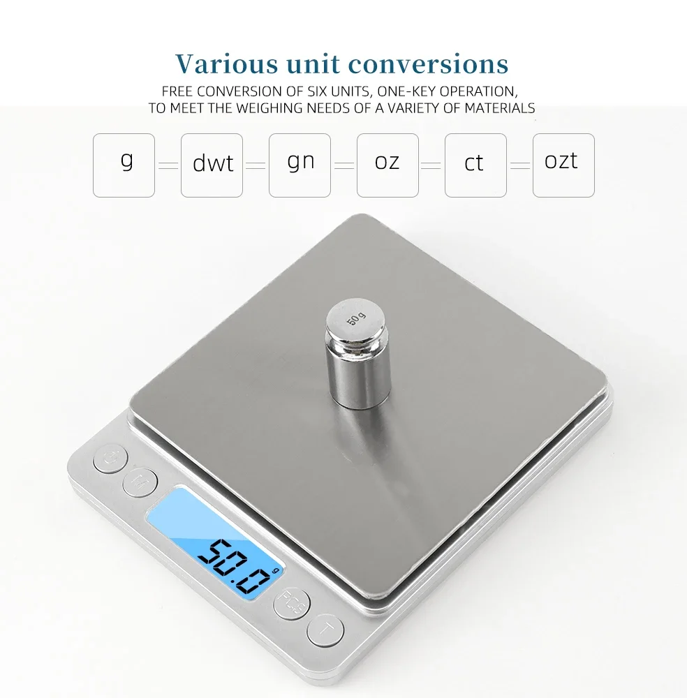 Bilancia digitale per gioielli di precisione con mini bilancia elettronica tascabile portatile LCD retroilluminato per pesatura di caffè/tè/medicina/oro