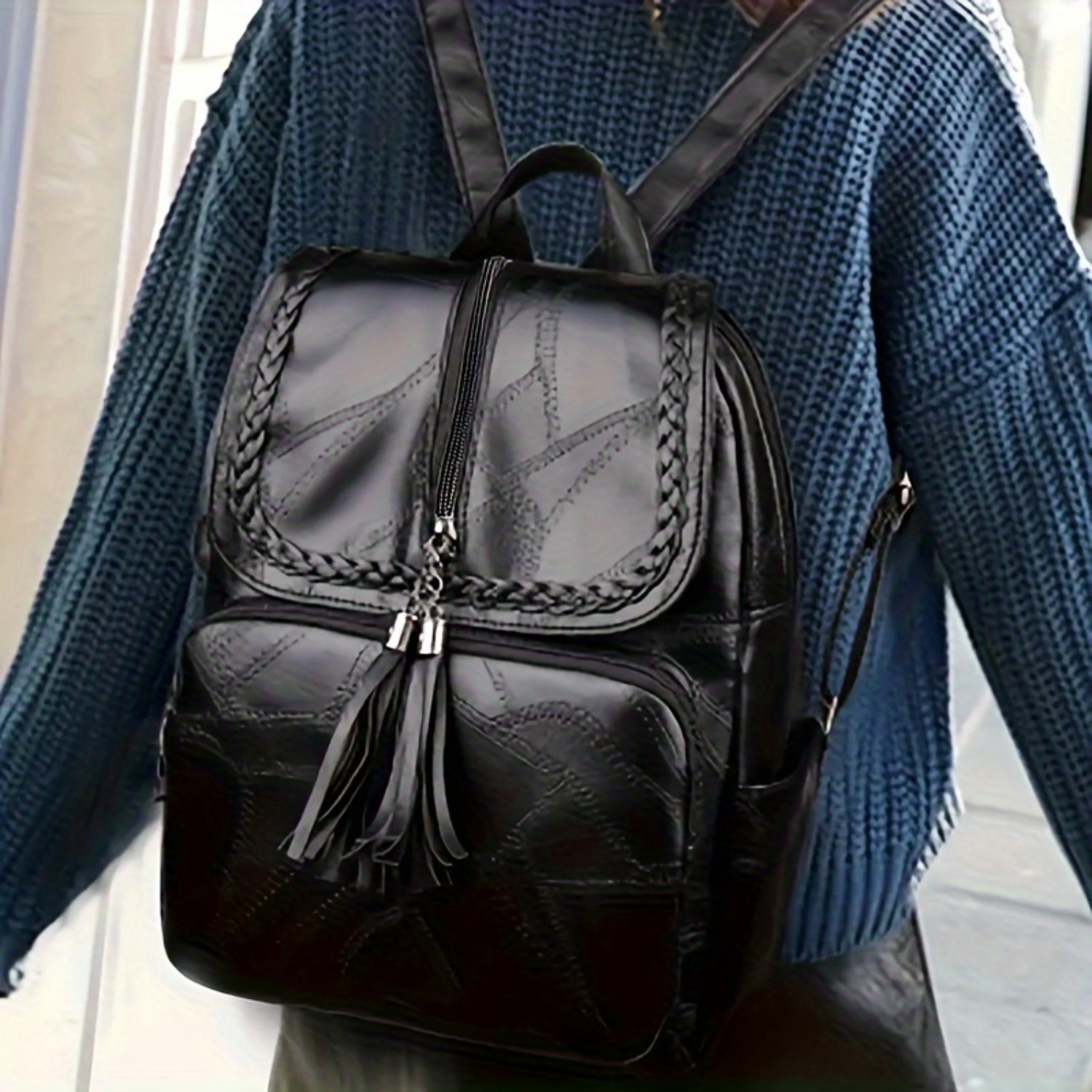 Mochila elegante de couro PU: PU macio e durável, bolsa versátil para estudantes e viagens, escolha de presente ideal.