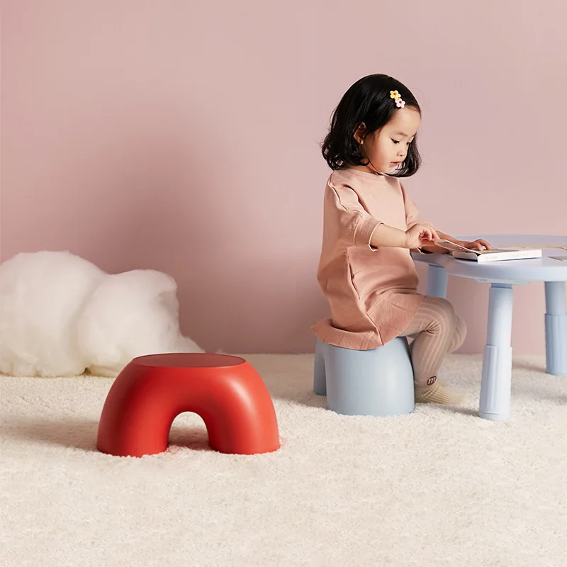 Home Round and Comfortable Stool Durable Non-slip Shoe Changing Stool Creative Rainbow Stool Simple Ring Small Bench