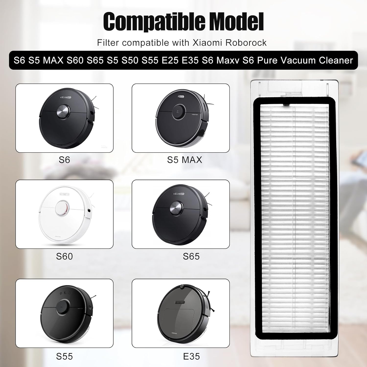 Filtre HEPA pour aspirateur Xiaomi Roborock S6 S5 MAX S6 Pure S6 MaxV S60 S65 S5 S50 S55 E25 E35, pièces détachées