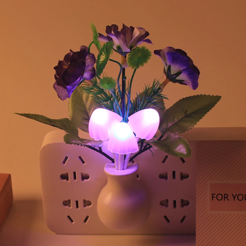 Lampa LED Floral Ornament Plant Light z wtyczką EU lub US 3 żarówki Sztuczne kwiaty 0,5 W Podstawa ochronna Pefect do dekoracji pokoju