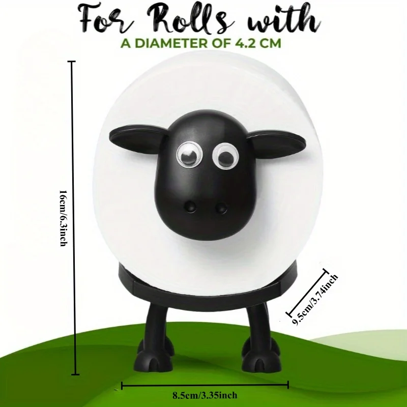 ​1/3PCS Funny Sheep Toilet Paper Holder 3D Printed Black Loo Roll Stand - Free Standing Bathroom Decor Humorous Gift for Home