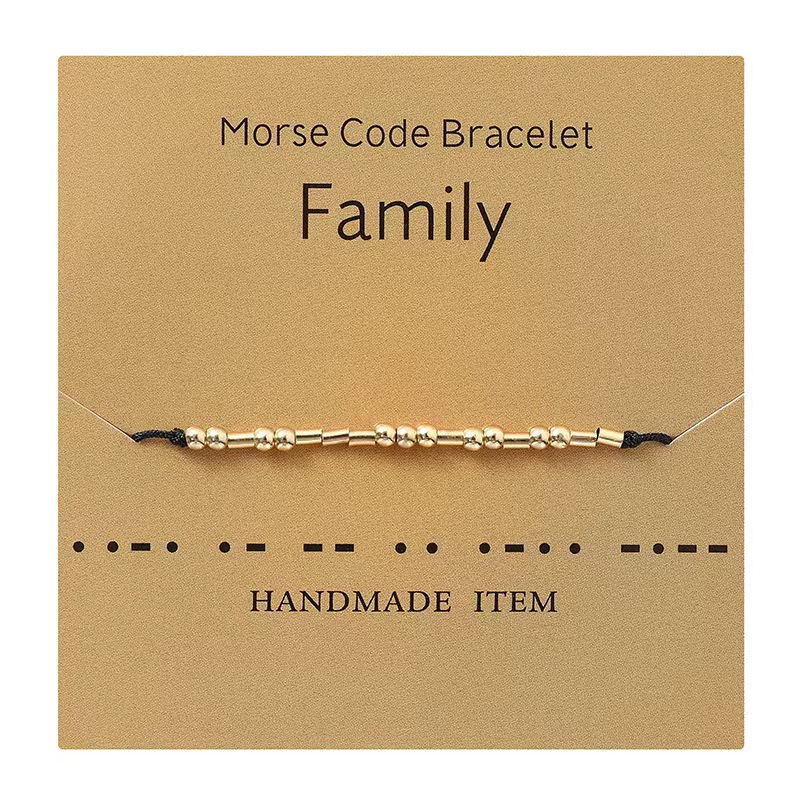 Handgemachte Morse Code Perlen Einstellbare Schwarz String Armband Mit ICH Liebe Sie Schriftzug Karton Kreative Charme Schmuck Für Liebhaber