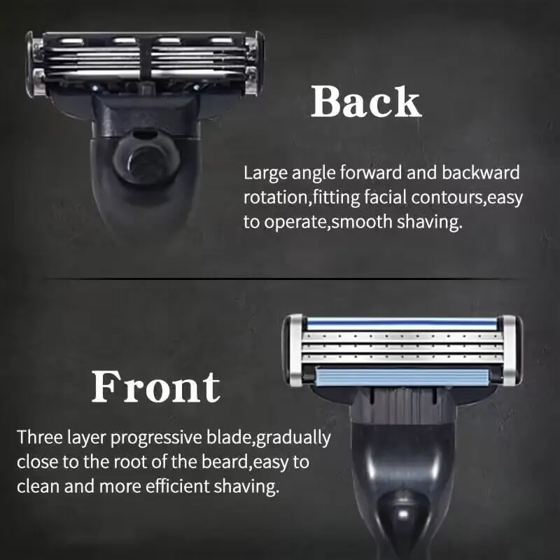 New Stainless Steel Blade Sharp 3 Layer Safety Razor for Gillette Mach 3 Manual Razor Blades Replacement Refills Blades