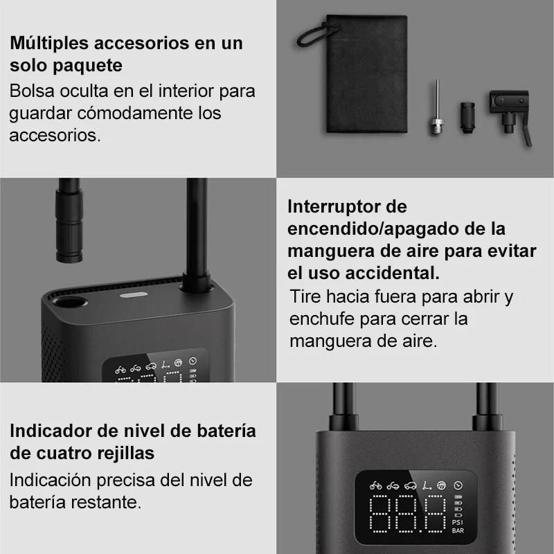 Xiaomi Mijia Pompa d'aria 2 25% Velocità Boost Mini Compressore d'aria elettrico portatile Tesoro 150PSI Tipo-C LED Multitool Gonfiatore Xiomi