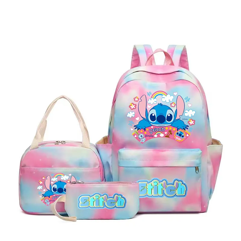 Mochila de grande capacidade com 3 peças, mochila escolar de anime de desenho animado, mochila de viagem para crianças e meninas com lancheira e estojo de lápis