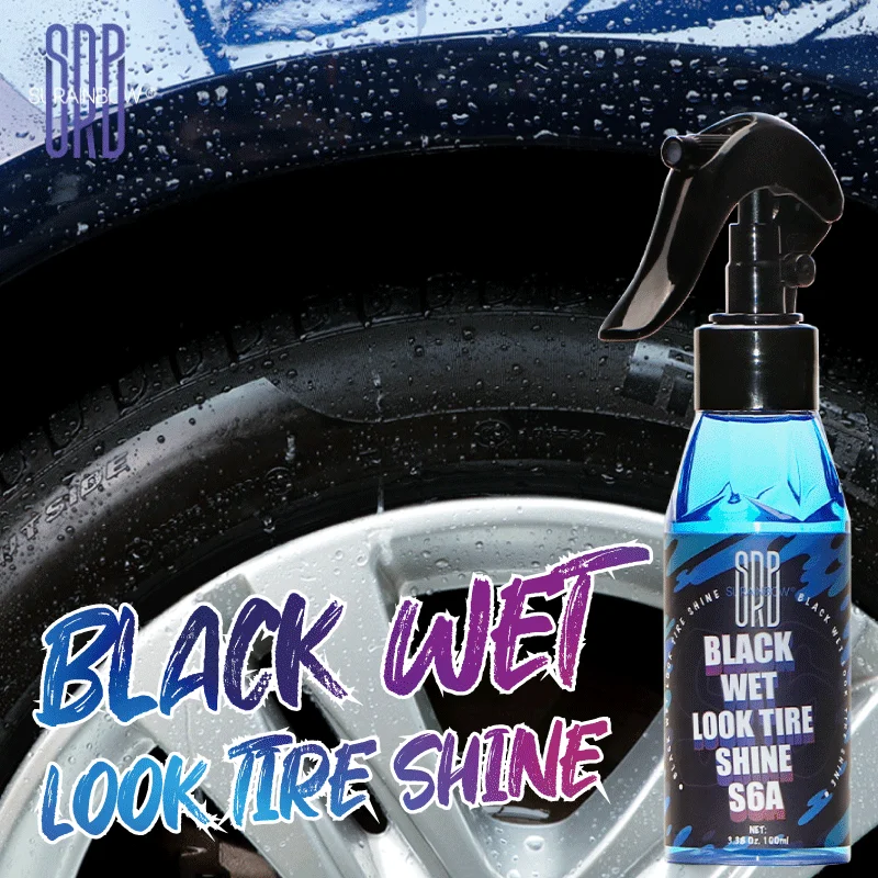 Vendaje negro para brillo de neumáticos con aspecto húmedo, spray de vendaje para neumáticos con capa transparente para automóviles para un aspecto húmedo brillante de neumáticos, vinilo y plástico, con UV