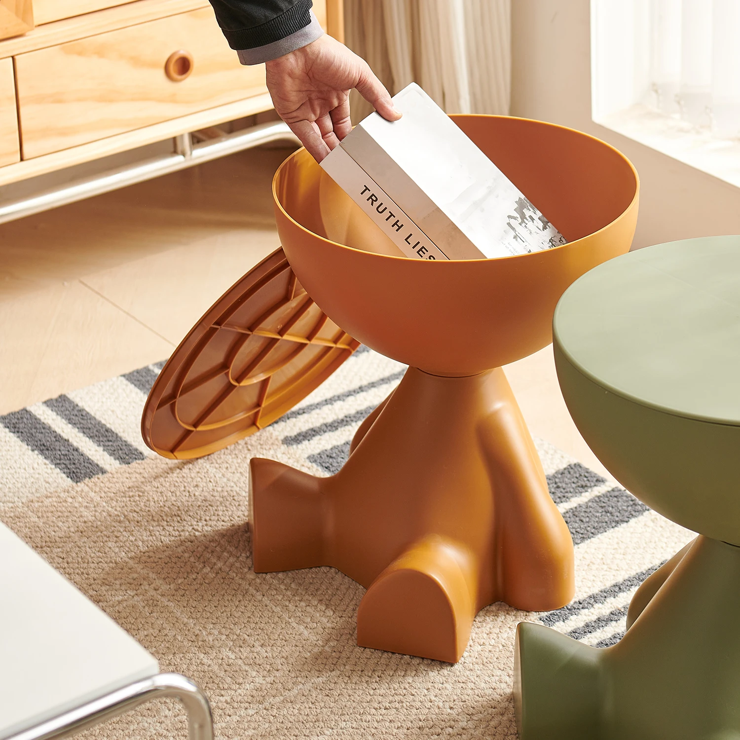 Cream Coffee Table Sofa Bed Side Table Plastic Creative Flat Head Coffee Table for Living Room Household Accessories Home Decor