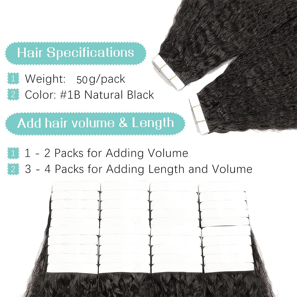 เทป26นิ้วในที่ยืดผมเส้นผมมนุษย์ผมตรงหยักศก20ชิ้น50กรัมสีธรรมชาติเทปเส้นผมมนุษย์จริงในส่วนขยาย