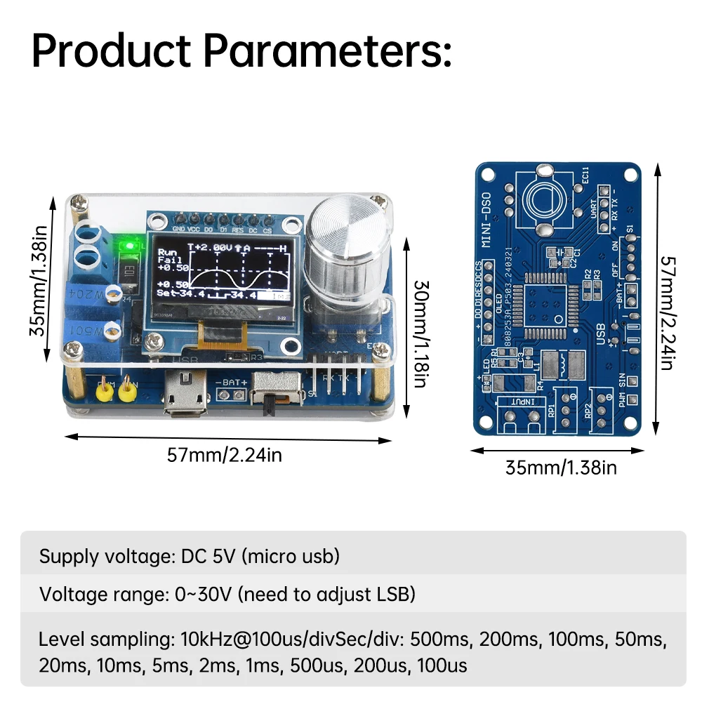 Mini Kit de osciloscopio Digital DIY, microcontrolador STC8K8A, componente electrónico, práctica de soldadura, Kit suelto