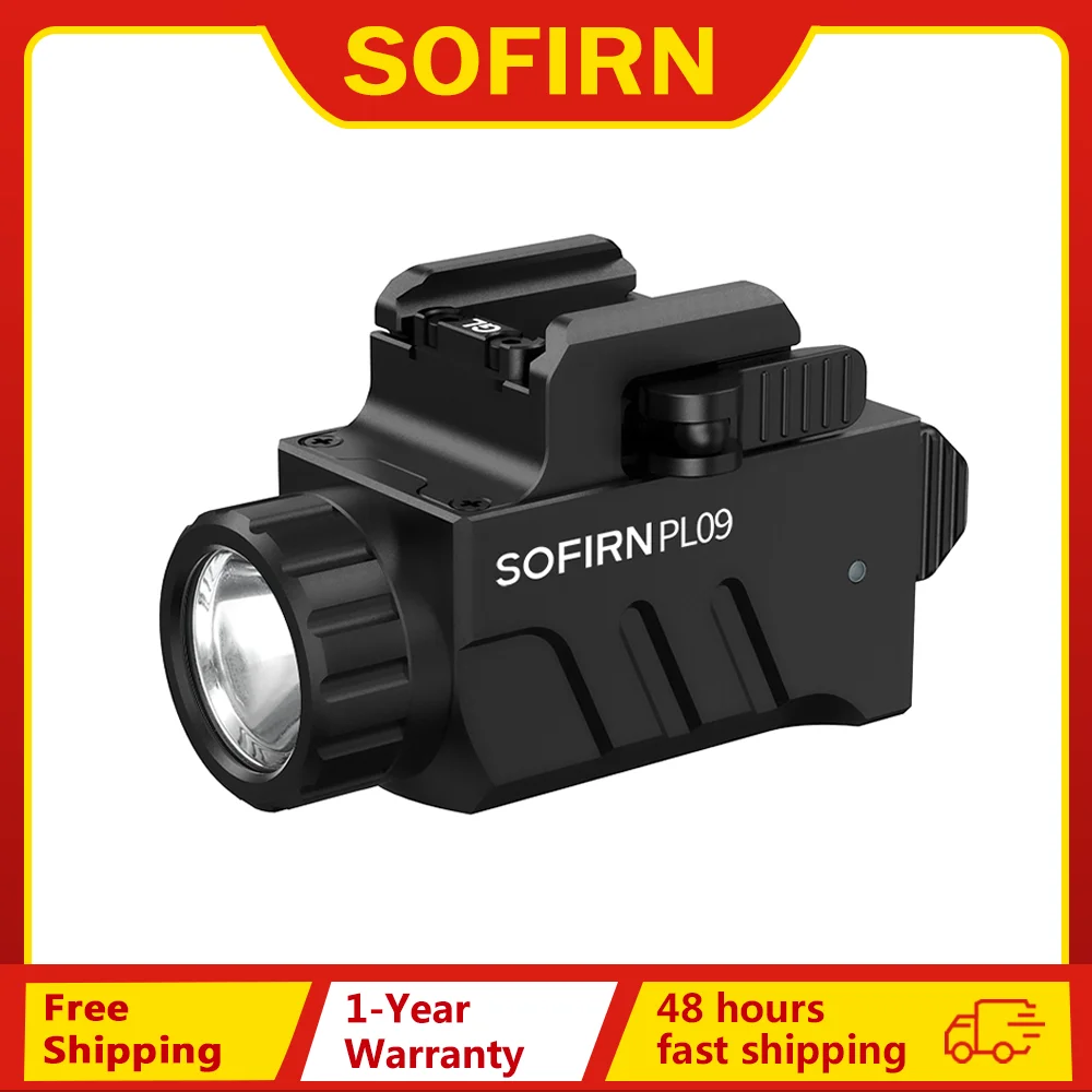 SOFIRN PL09 Flashlight 1600lm Rechargeable Light Quick Release Tactical Light with Double Switch for Picatinny Rail