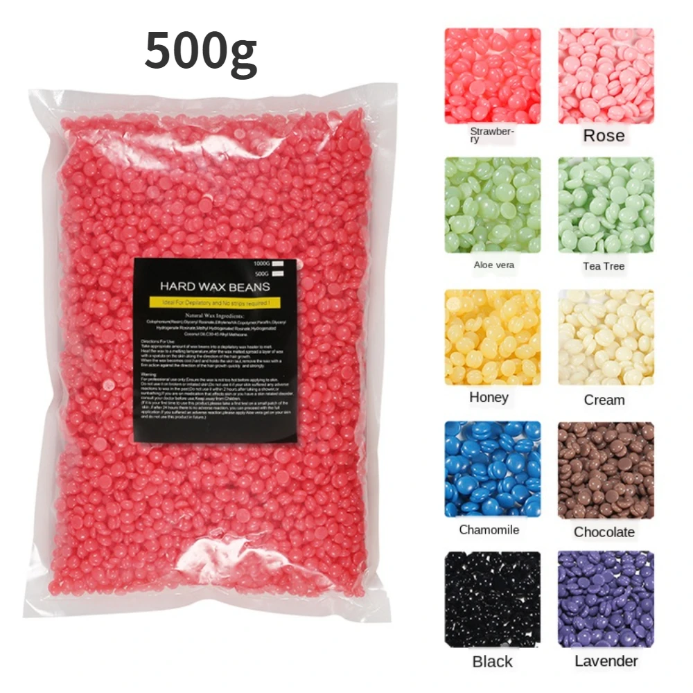 Unisex Wax Beans Depilatory Removal, Pelota de filme quente, Removendo o biquíni, Cabelo do rosto, Pernas, Braço, 500g por pacote