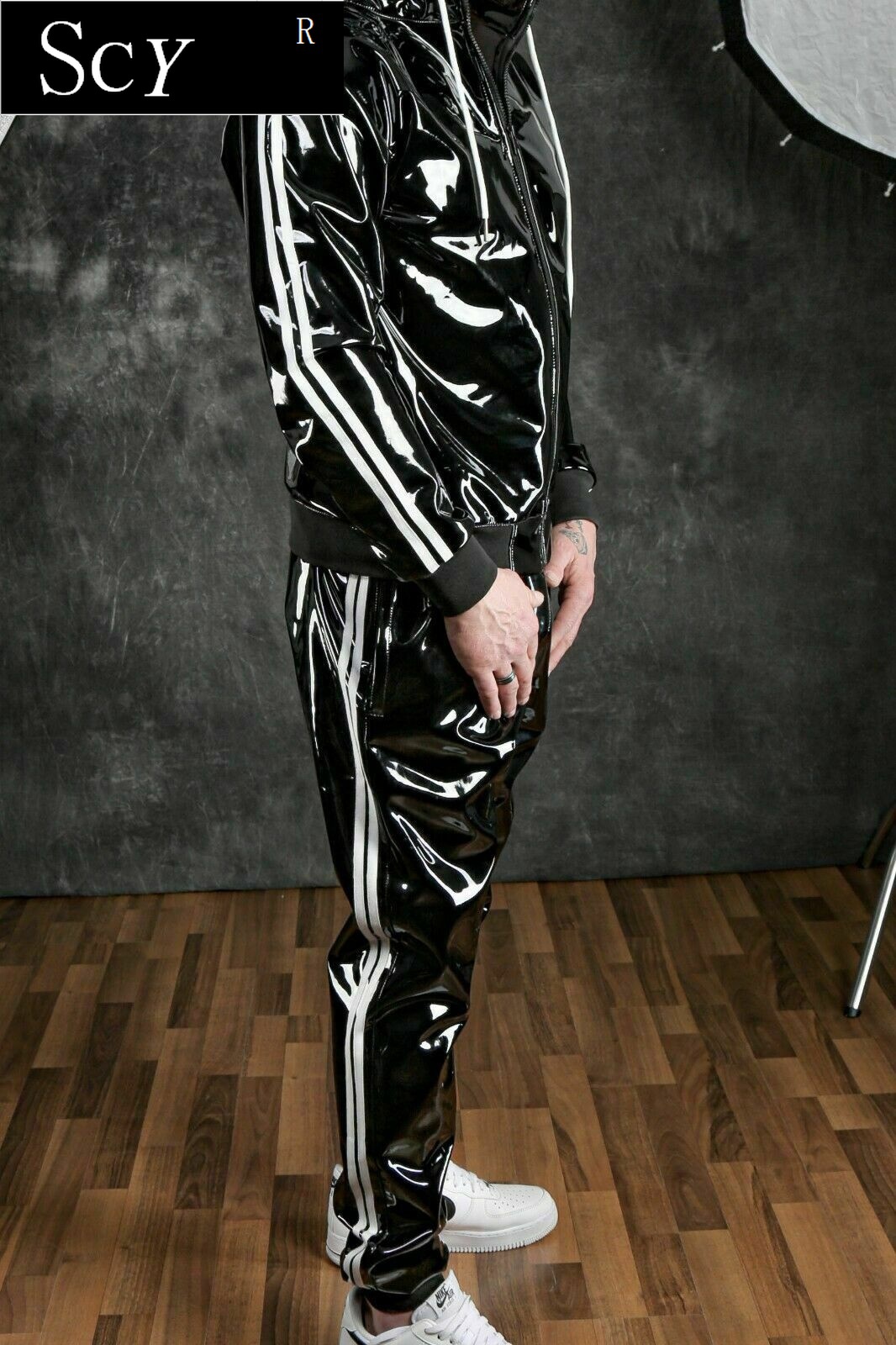 Masculino e feminino do plutônio do couro do hoodie terno lazer do hoodie do esporte com capuz de jogging terno