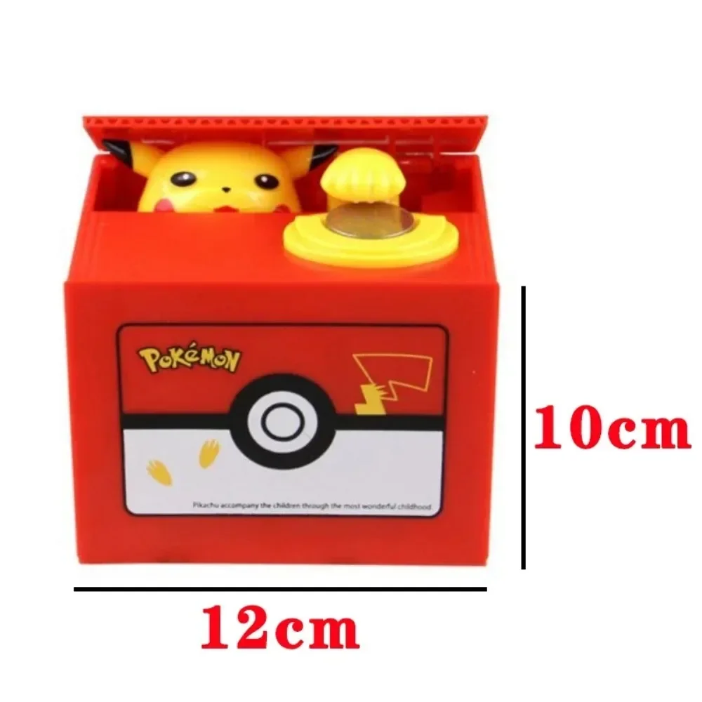 Pokemon Pikachu Piggy Bank Action รูปอะนิเมะการ์ตูนอิเล็กทรอนิกส์กล่องเงินพลาสติกขโมยเหรียญ Piggy Bank เด็กของขวัญของเล่นคริสต์มาส