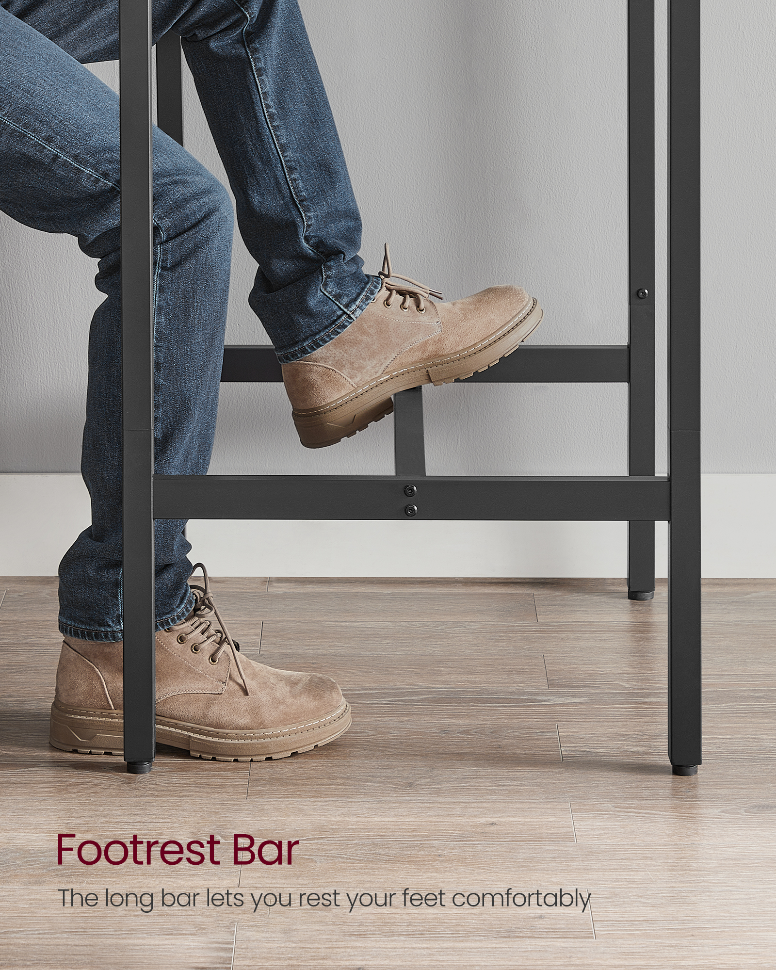 VASAGLE Breakfast Bar, Square Tall Bar Table, Heavy-Duty Steel Frame, 60 x 60 x 92 cm, Easy Assembly, for Kitchen Living Room