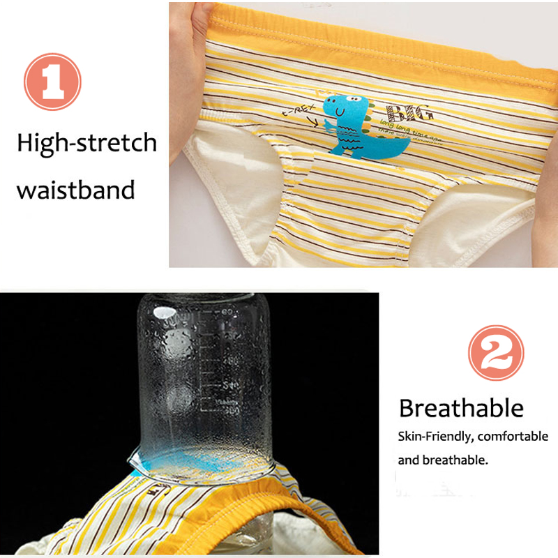 Ropa interior de algodón para niños de 2 a 14 años, calzoncillos suaves transpirables con dibujos de dinosaurios, 3 piezas