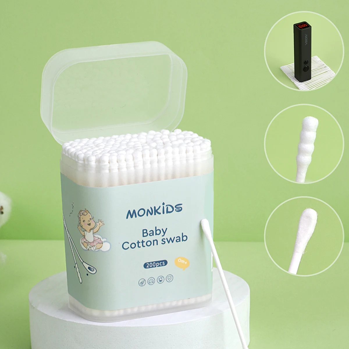 200/300/500 hisopos de algodón con cuchara para los oídos, herramientas multifuncionales de belleza y limpieza, limpieza de oídos, limpieza de maquillaje y precisión.