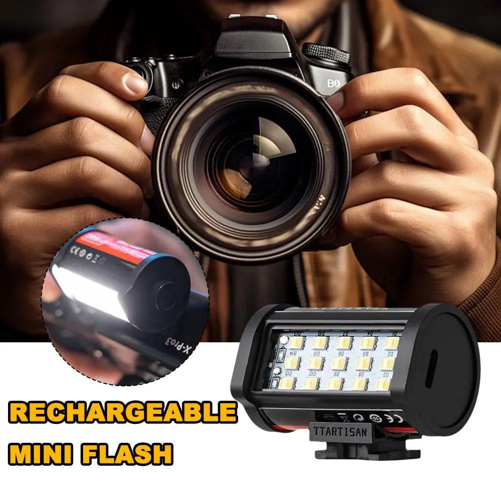 Mini Magnetic Flash With Cold Shoe Mount For Shooting Fill Light Night Scene USB Rechargeable 3W Portable Camera Flash