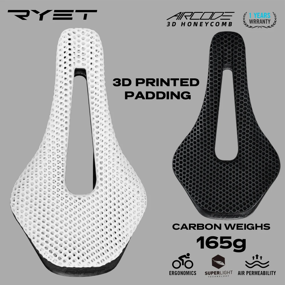 超軽量カーボンファイバー自転車サドル,3Dプリント,中空,快適,通気性,mtb,グラベル,ロードバイク,サイクリングシートパーツ