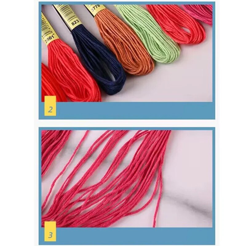 Hilo de punto de cruz de Color fijo, 200 colores, hilo de bordado tejido a mano, cada uno, 7,8-8 metros, 6 hebras