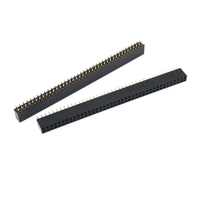 Cabeçalhos de pino fêmea pcb fileiras duplas 2-20 pinos soquetes fêmea para macho reto 2.54mm dip fileiras duplas placa de pc através do conector de placa