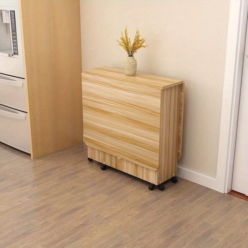 Folding dining table household small apartment movable pulley retractable rectangular simple multi-functional eating table