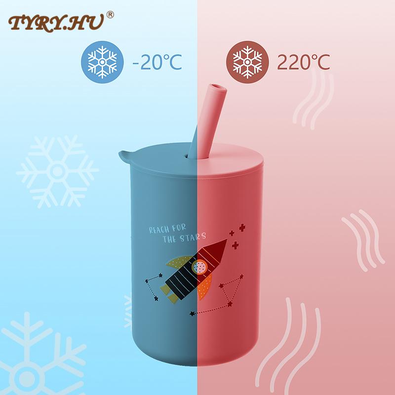 150ML Cho Bé Drinkware Straw Cup Bé Học Tập Bình Bú Chống Nóng Chống Rò Rỉ Silicone Bộ Đồ Ăn Cho Bé Nước