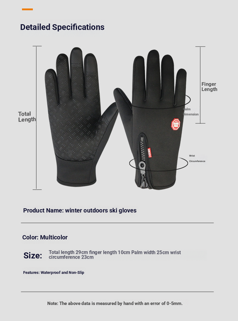 Warm Gloves Outdoor Cycling Zipper Gloves Men's Winter Women's Cycling Touchscreen Motorcycle Waterproof Warm Gloves