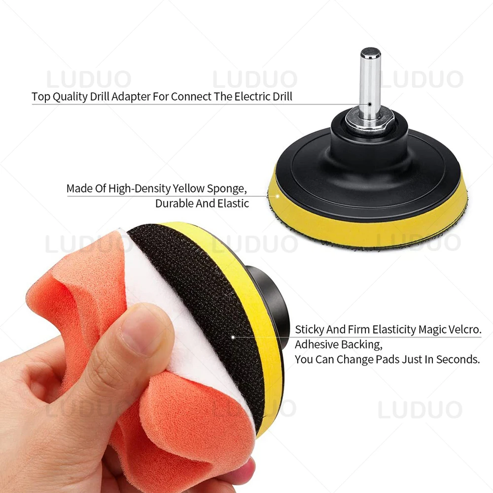 12pcs Car Polishing Pad Sponge Pads Kit Foam Pad Buffer Kit Polishing Machine Wax Pads for Auto Motorcycle Motor Car Polishing