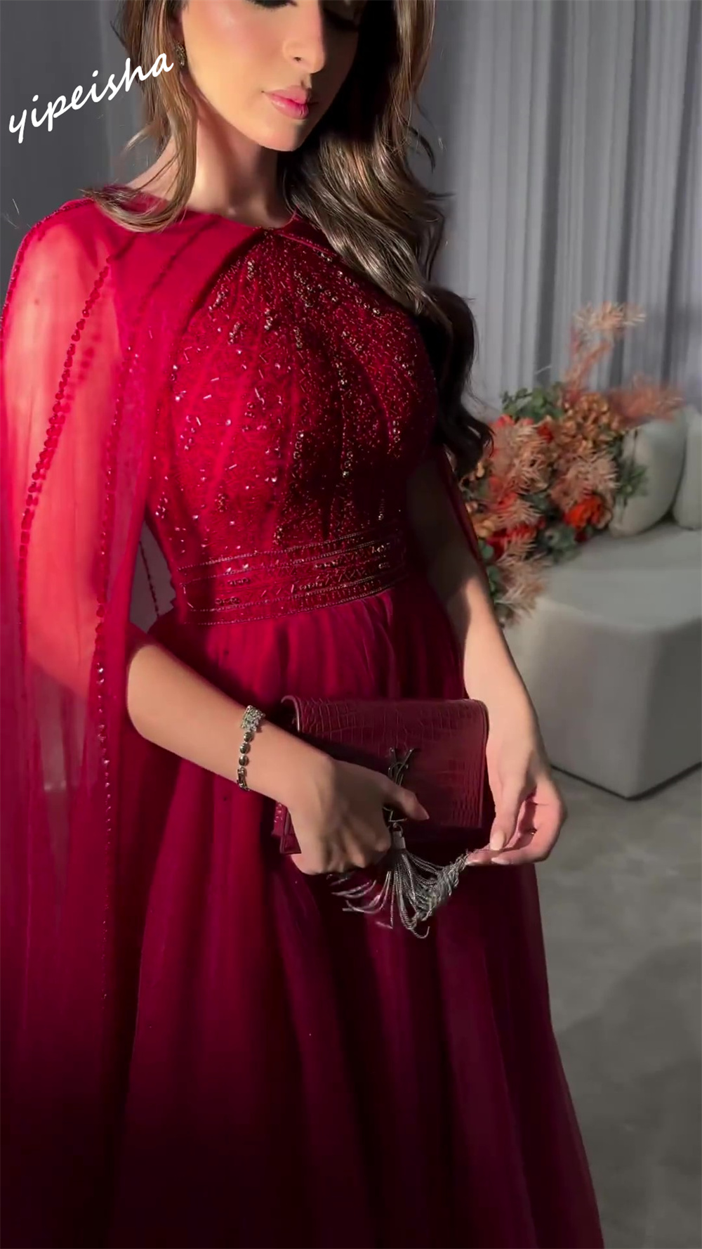 Personalizado Sparkle Jewel A-line até o chão e saias de lantejoulas tule personalizado