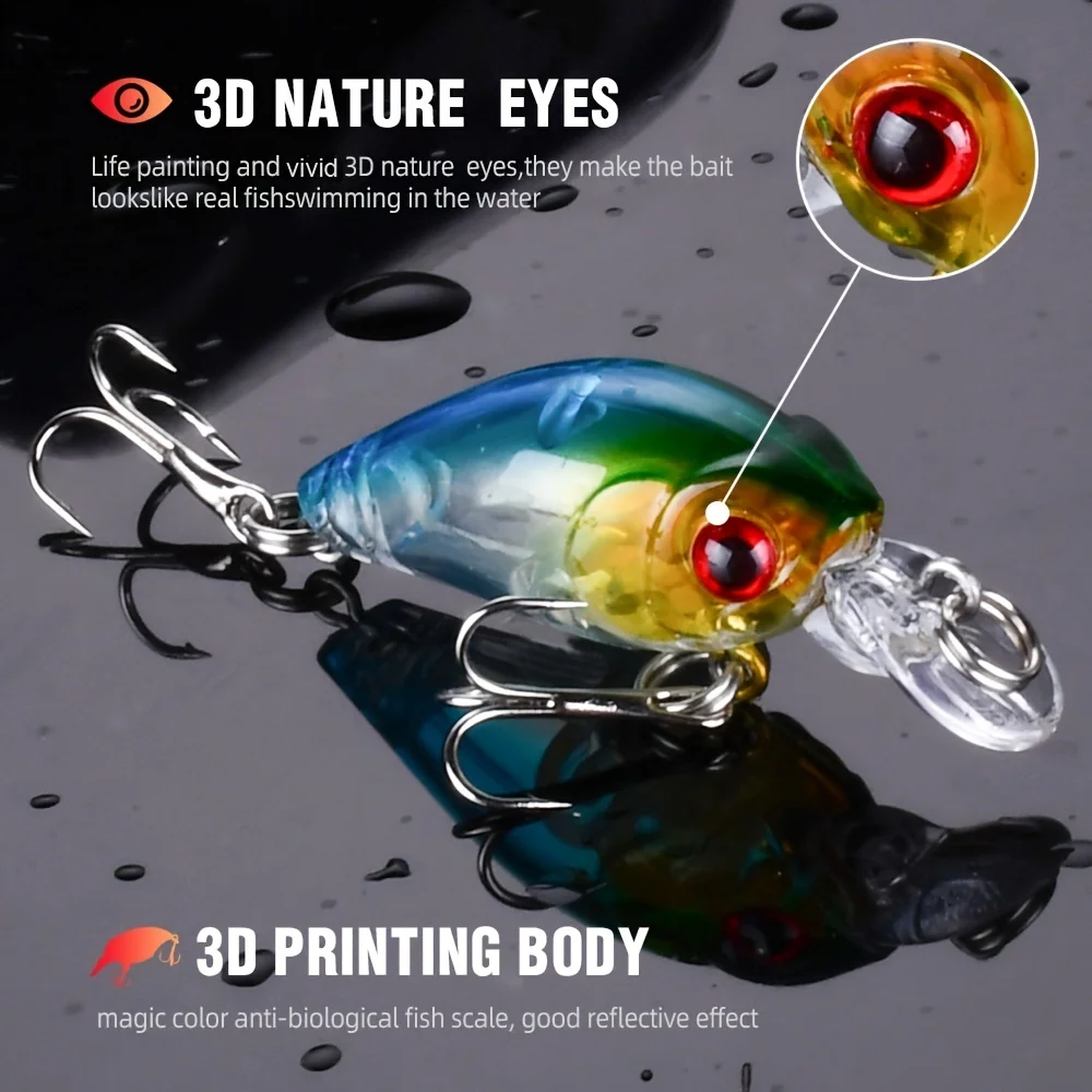 8 pçs manivela isca minnow isca de pesca conjunto flutuante isca artificial topwater isca de pesca