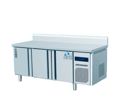 คุณภาพสูงสแตนเลสสตีลเดสก์ท็อป Cooling Workstation ตู้แช่แข็ง Workbench สําหรับห้องครัวและร้านอาหาร Counter Cooling Workbench