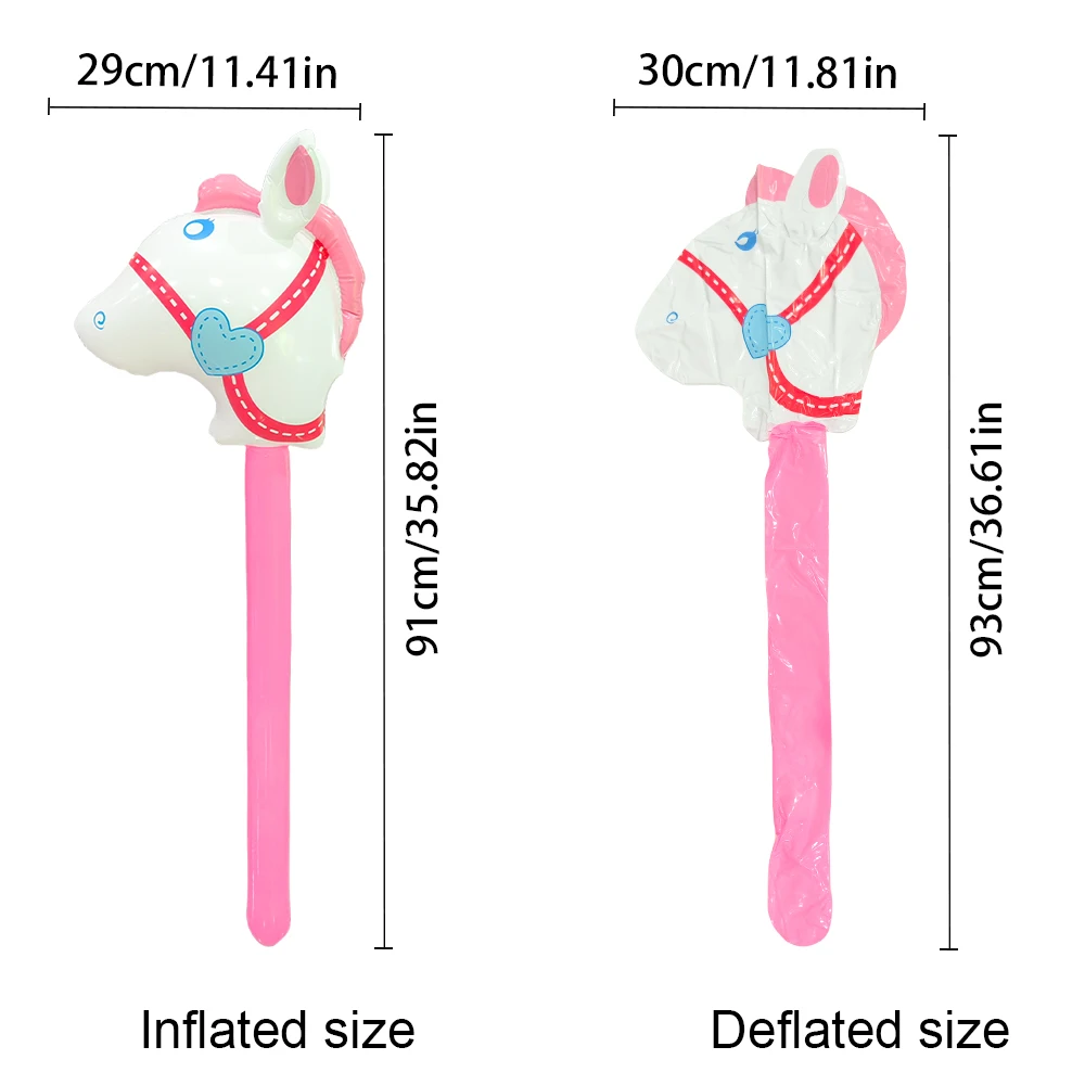 Varas infláveis de cabeça de cavalo, 4 unidades, material pvc, decoração de jogo de festa, varas infláveis, varinha de cabeça de animal festiva