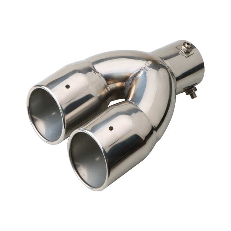 Car Exhaust Pipe Universal Double Outlet Car Muffler Tip Stainless Steel Chrome Silver Rear Muffler Tip Tail Throat