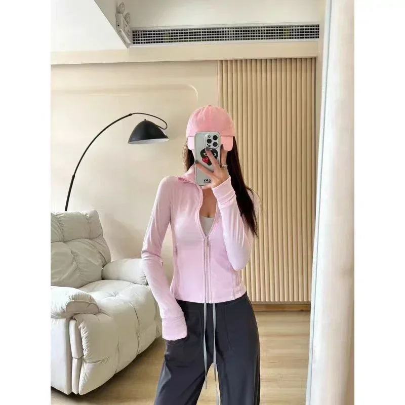Lemon Women Cropped Define Jacket Spring and Autumn Tight-fitting Thin Sportswear Training Running Gym Yoga Cardigan Jacket Coat