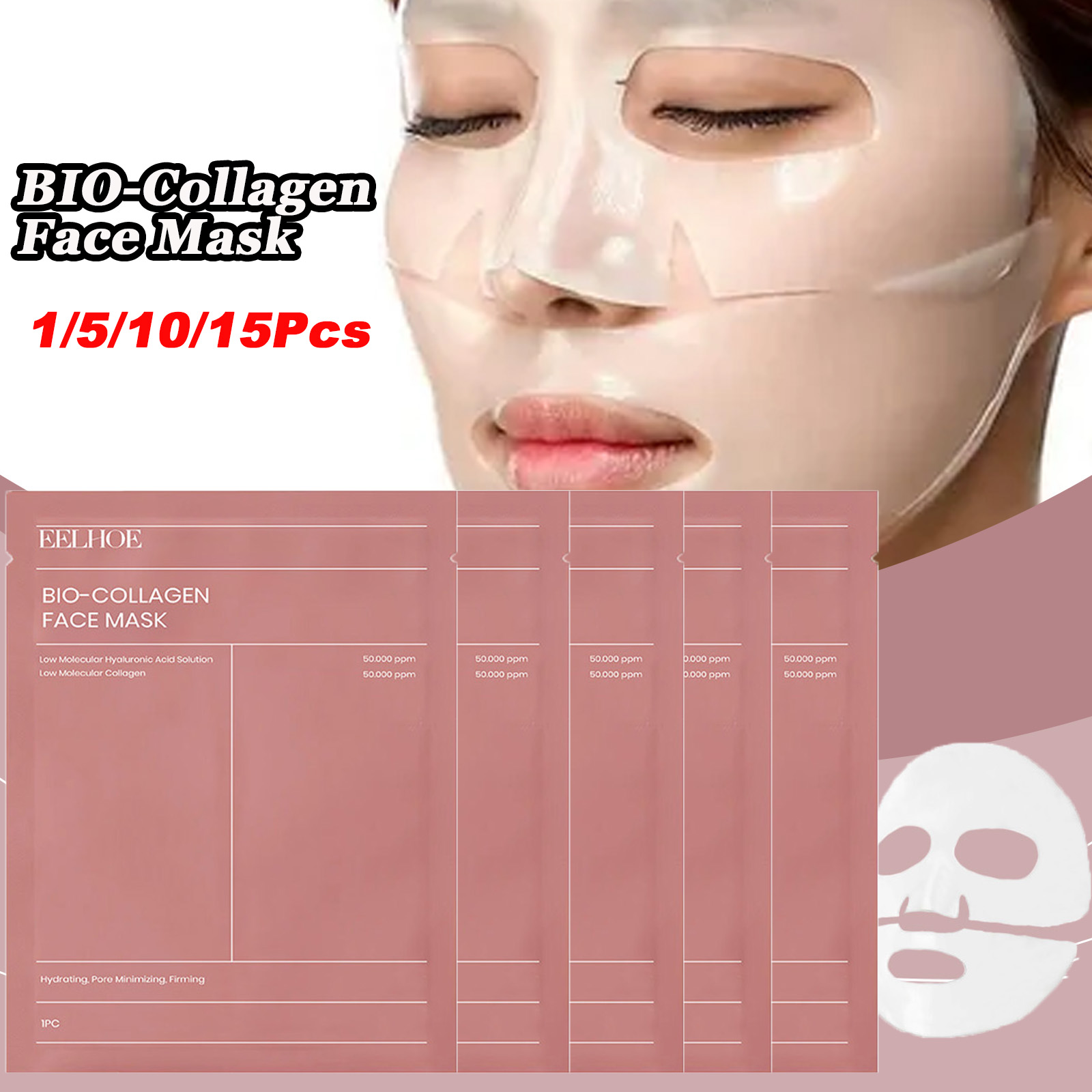 Masque facial au collagène Bio, hydratation en profondeur, rétrécit les Pores, éclaircissant, rafraîchissant, pour la nuit, soins hydratants pour la peau, 1/5/10/15 pièces