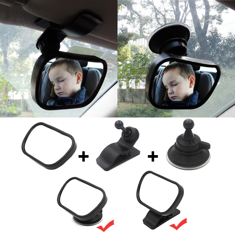 Espelho do bebê 2 em 1 mini crianças espelho traseiro convexo vista do assento traseiro do carro ajustável auto crianças monitor acessórios do carro