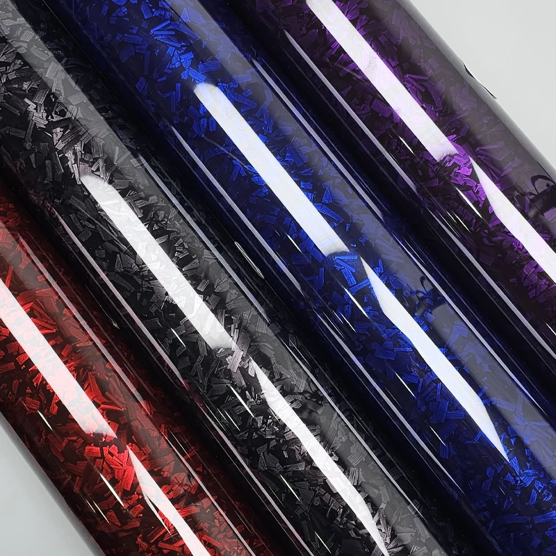 Vinilo forjado de fibra de carbono para coche, pegatinas adhesivas para motocicleta, películas adhesivas para carrocería de coche, color negro, dorado, plateado y rojo de alto brillo