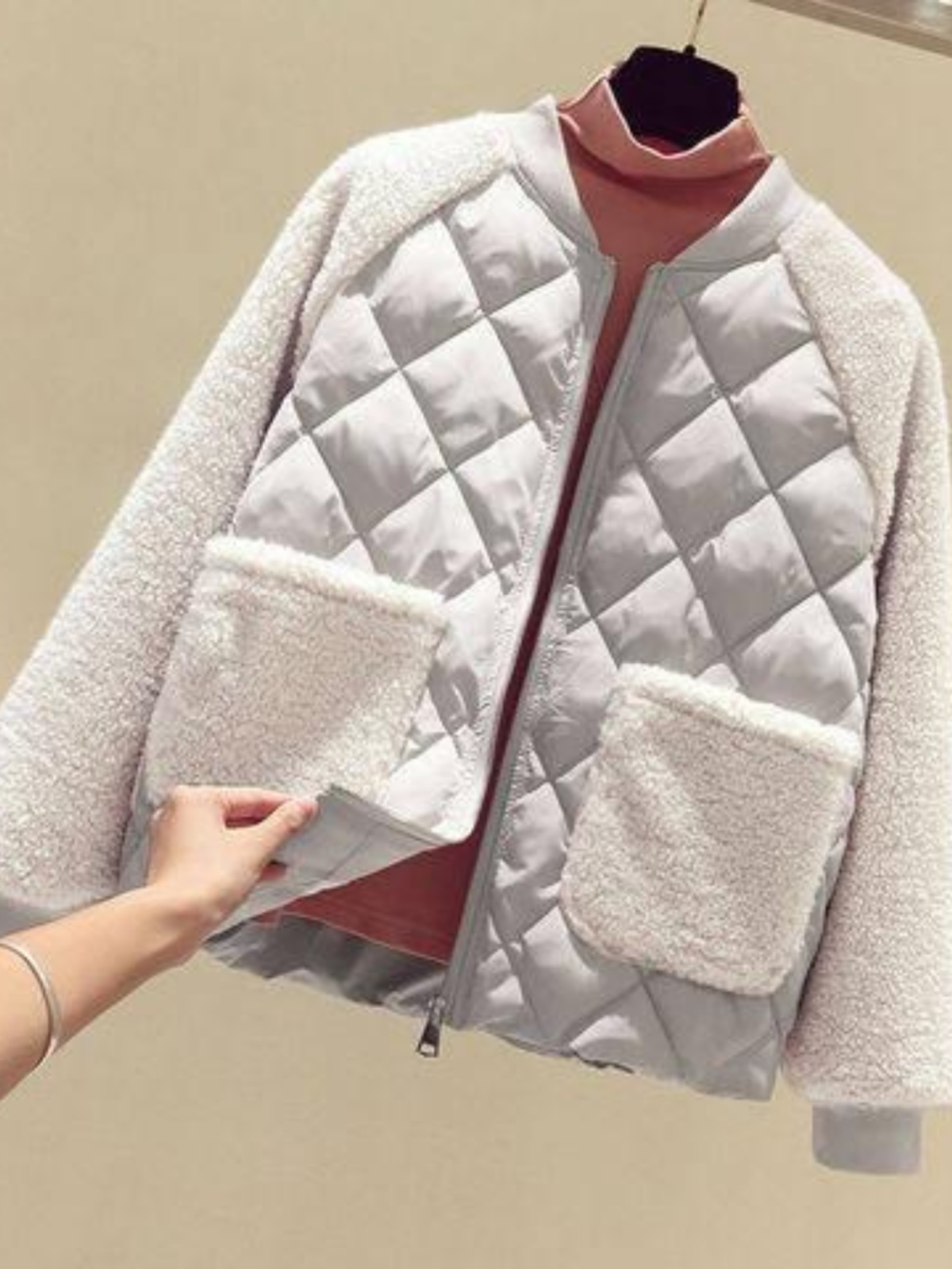 Plus Size Extra Large Women's Lamb Velvet Jacket Loose Lightweight Lazy Sle Cotton Patchwork Open Cardigan Top for Autumn Winter